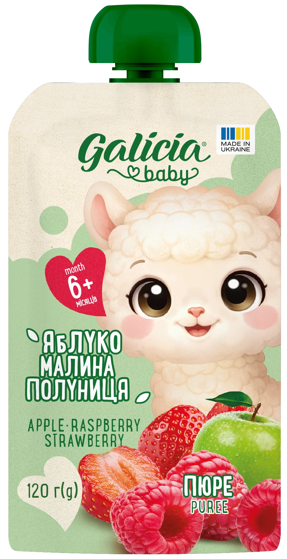 Пюре яблуко-малина-полуниця 120г